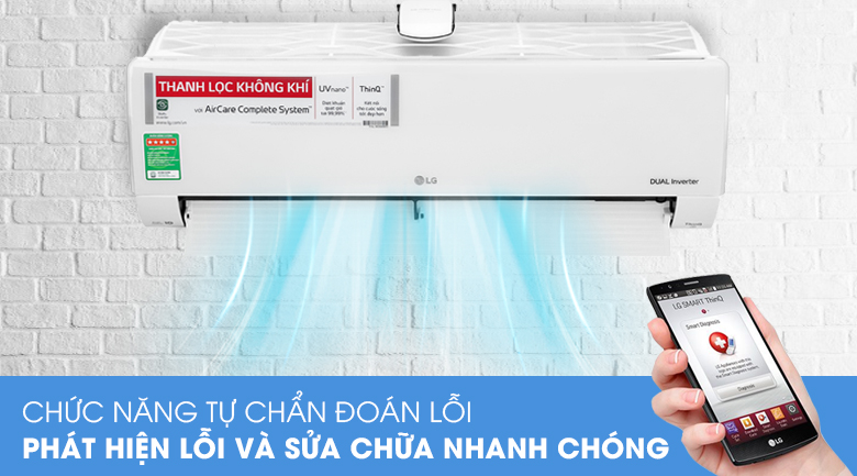 Máy lạnh LG Inverter 1 HP V10APFUV-Tiết kiệm thời gian sửa chữa nhờ chức năng tự chuẩn đoán lỗi