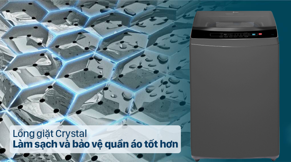 Máy giặt Casper 9.5 kg WT-95N68BGA - Làm sạch và bảo vệ quần áo tốt nhất với lồng giặt Crystal
