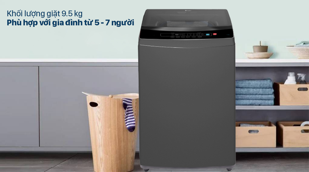 Máy giặt Casper 9.5 kg WT-95N68BGA - Khối lượng giặt 9.5 kg, phù hợp với các gia đình từ 5 - 7 người