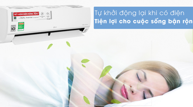 Máy lạnh LG Inverter 1 HP V10API1 - Khởi động lại khi có điện