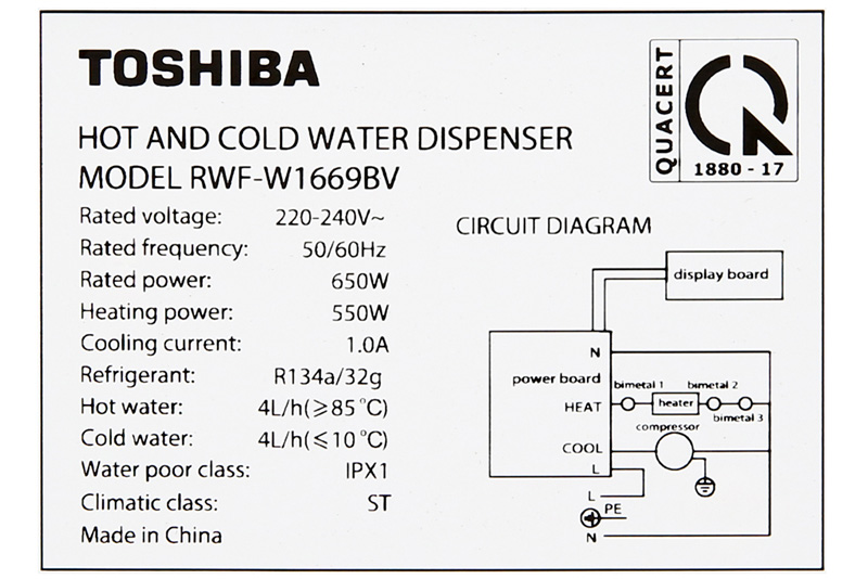 Công suất hoạt động tốt - Máy nước nóng lạnh Toshiba RWF-W1669BV(K1)