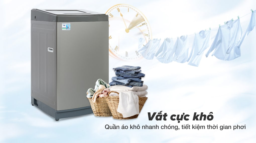 Máy giặt Aqua 8 KG AQW-KS80GT S- Vắt cực khô