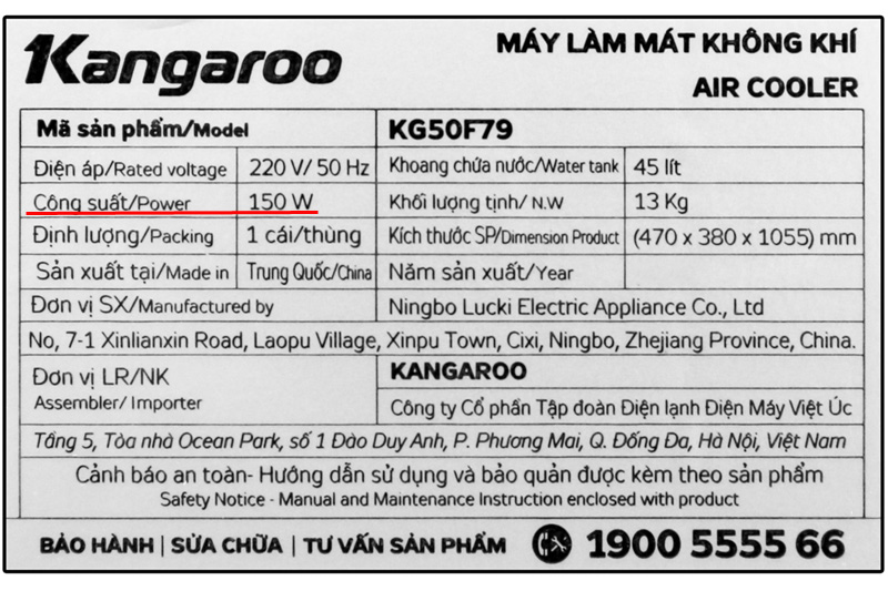 Công suất cao - Quạt điều hoà Kangaroo KG50F79