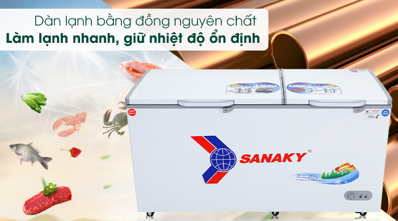 Tủ đông Sanaky 485 lít VH-6699W1 - Dàn đồng