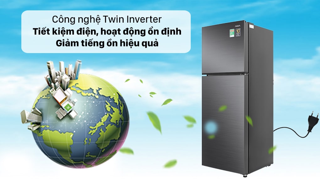 Tủ lạnh Aqua Inverter 212 lít AQR-T239FA(HB) - Công nghệ Twin Inverter tiết kiện điện