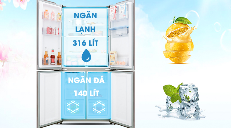 Tủ lạnh có dung tích 456 lít hiện đại, sang trọng - Tủ lạnh Aqua Inverter 456 lít AQR-IGW525EM GB