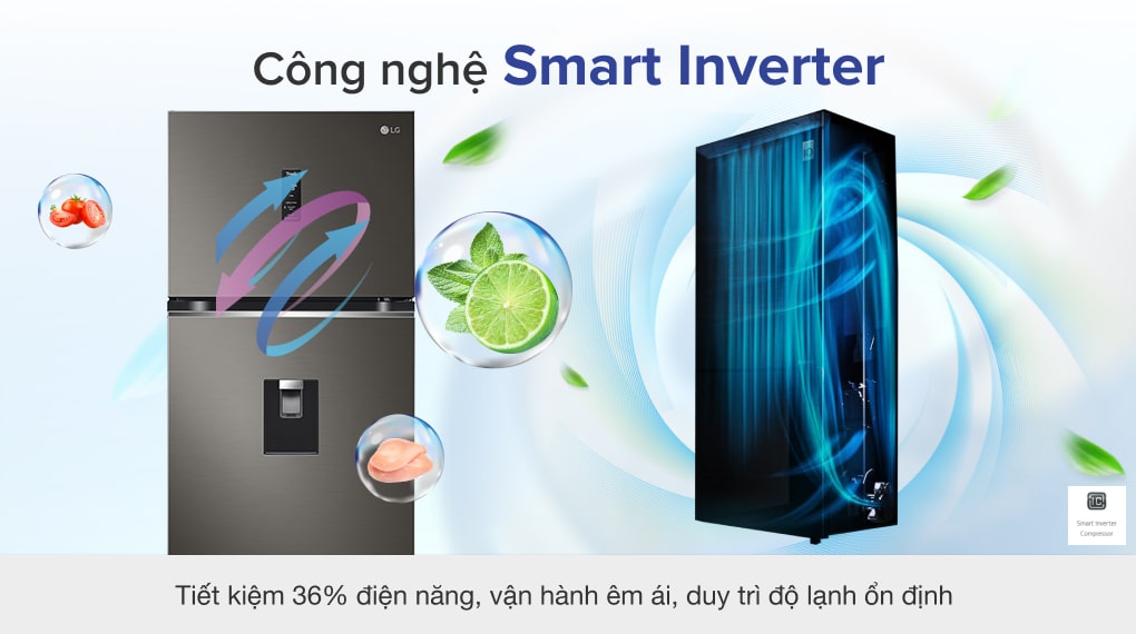 Tủ lạnh LG Inverter 374 lít GN-D372BLA - Công nghệ Smart Inverter