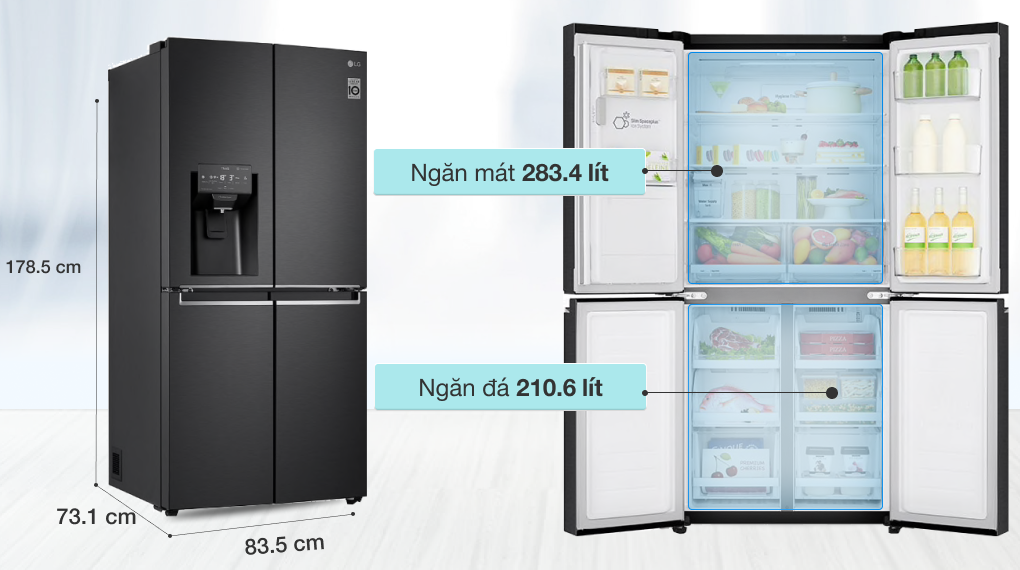 Tủ lạnh LG Inverter 494 lít GR-D22MB - Dung tích