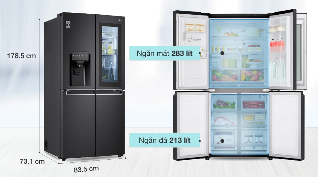 Tủ lạnh LG Inverter 496 lít GR-X22MB - Dung tích 496 lít