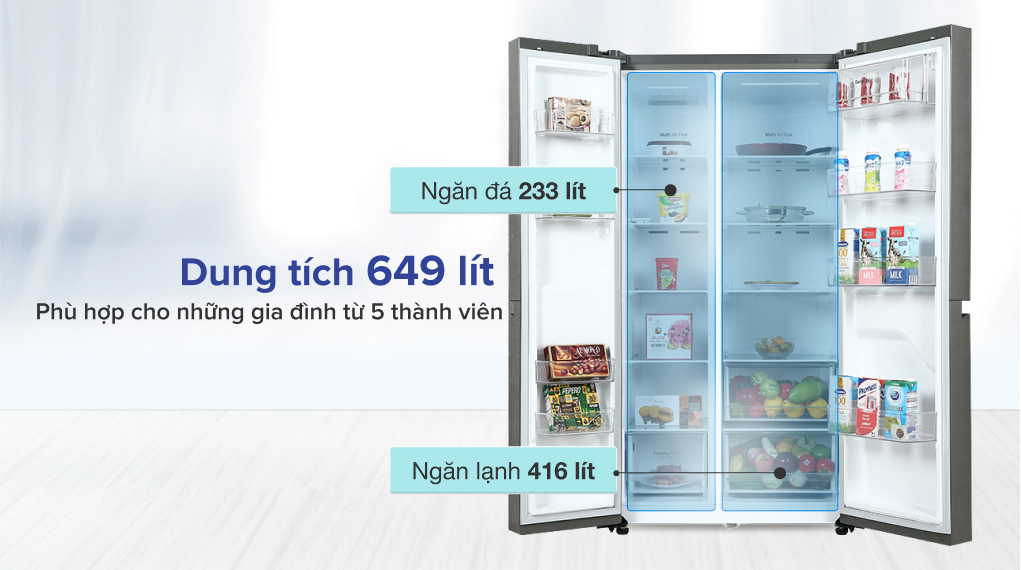 Tủ lạnh LG Inverter 649 Lít GR-B257JDS - Dung tích 649 lít