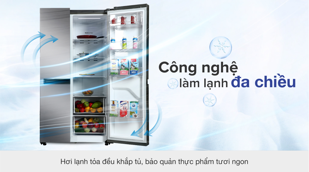 Tủ lạnh LG Inverter 649 Lít GR-B257JDS - Làm lạnh đa chiều