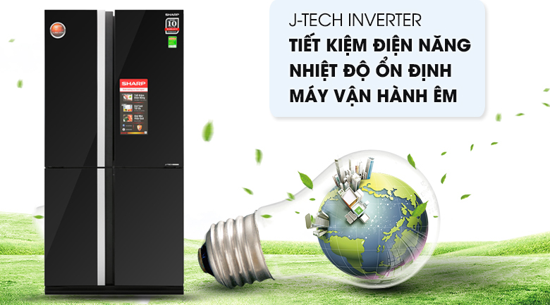 Tủ lạnh Sharp Inverter 605 lít SJ-FX688VG-BK - Công nghệ J-Tech Inverter tiết kiệm tối ưu