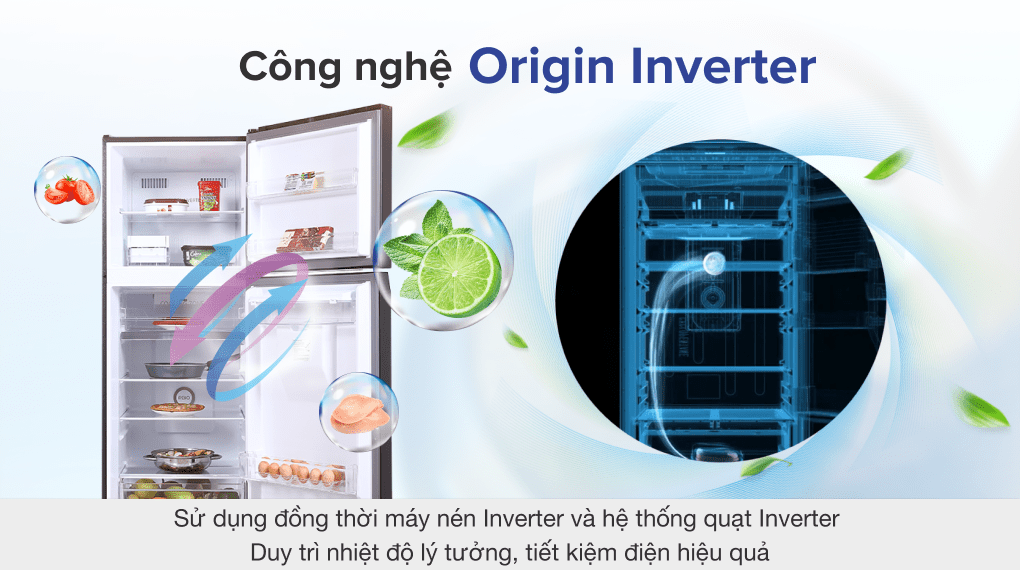 Tủ lạnh Toshiba Inverter 311 lít GR-RT395WE-PMV(06)-MG - Công nghệ Origin Inverter