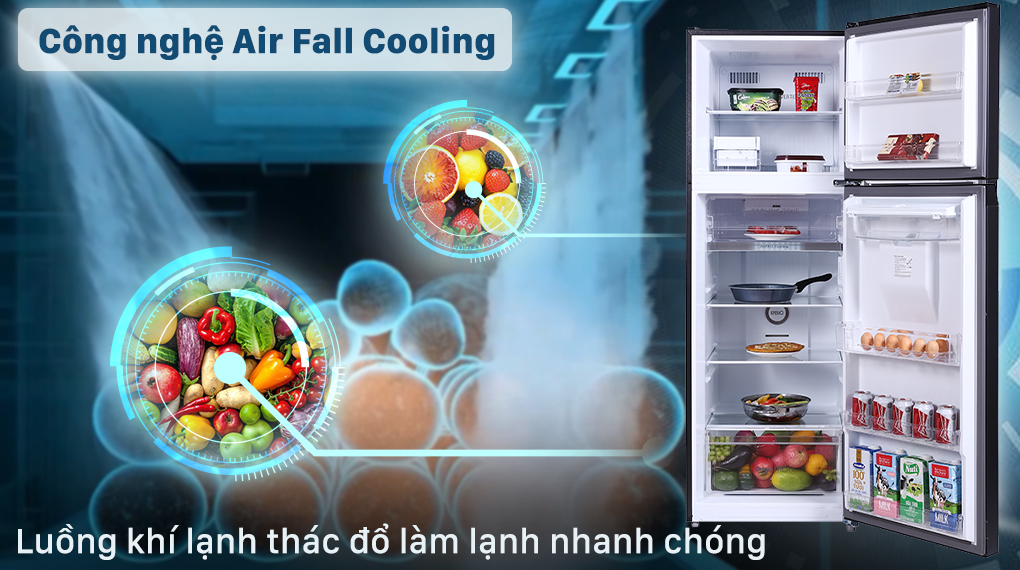 Tủ lạnh Toshiba Inverter 337 lít GR-RT435WE-PMV(06)-MG - Công nghệ Air Fall Cooling