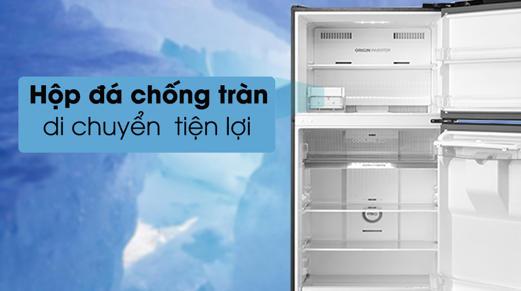 Tủ lạnh Toshiba Inverter 407 lít GR-RT535WE-PMV(06)-MG-Tiện lợi di chuyển hộp đá chống tràn, tối ưu hóa không gian lưu trữ