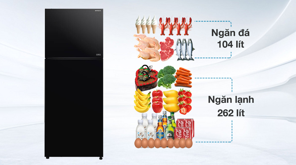 Tủ lạnh Hitachi Inverter 390 lít R-FVY510PGV0 GBK - Dung tích