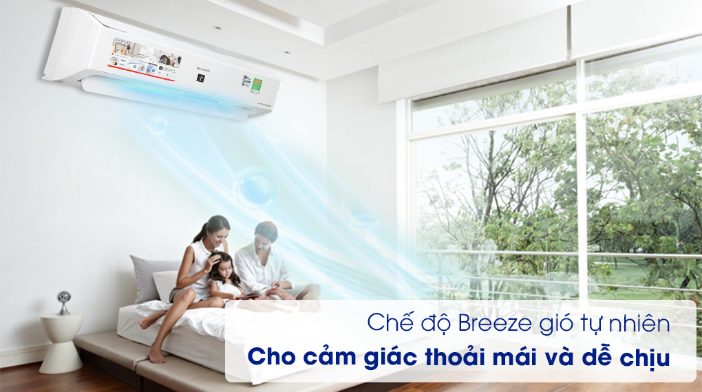 Máy lạnh Sharp Inverter 1.5 HP AH-XP13YMW -Bảo vệ sức khỏe cùng chế độ Breeze gió tự nhiên