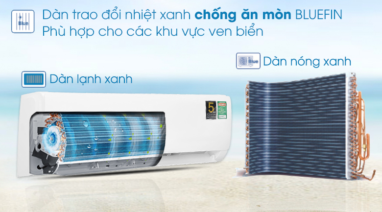 Máy lạnh Aqua Inverter 1 HP AQA-KCRV10TK - BlueFin chống ăn mòn