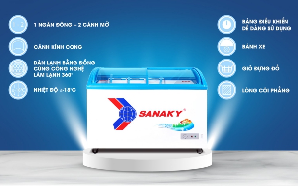 Tủ đông mặt kính cong Sanaky VH-4899K 480 lít