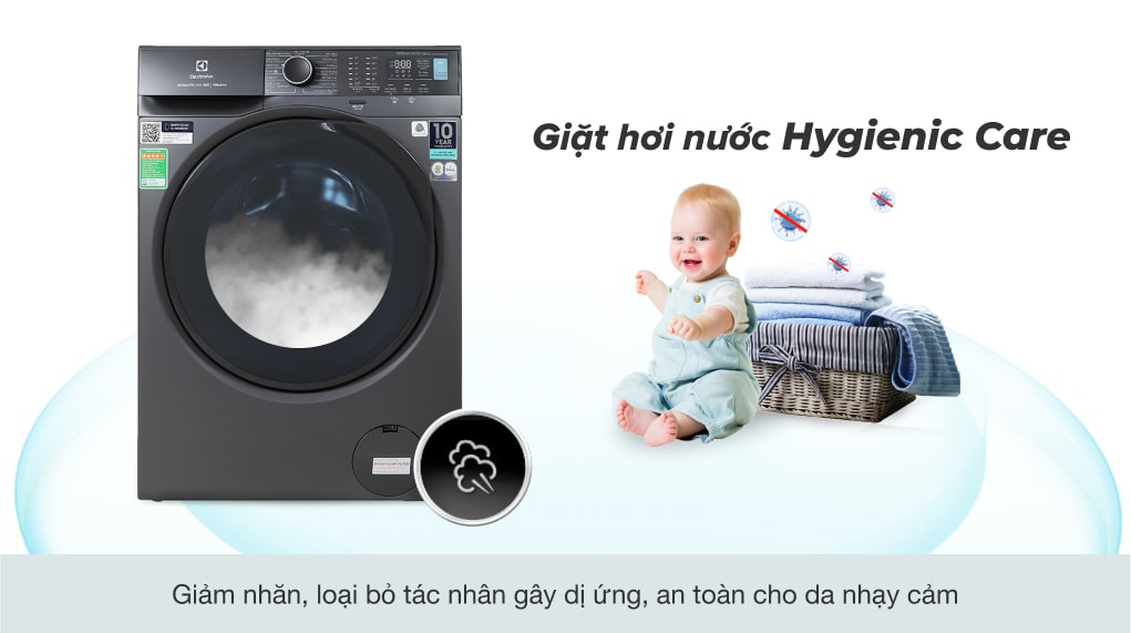 Máy giặt Electrolux Inverter 10 kg EWF1024P5SB - Giặt hơi nước Hygienic Care