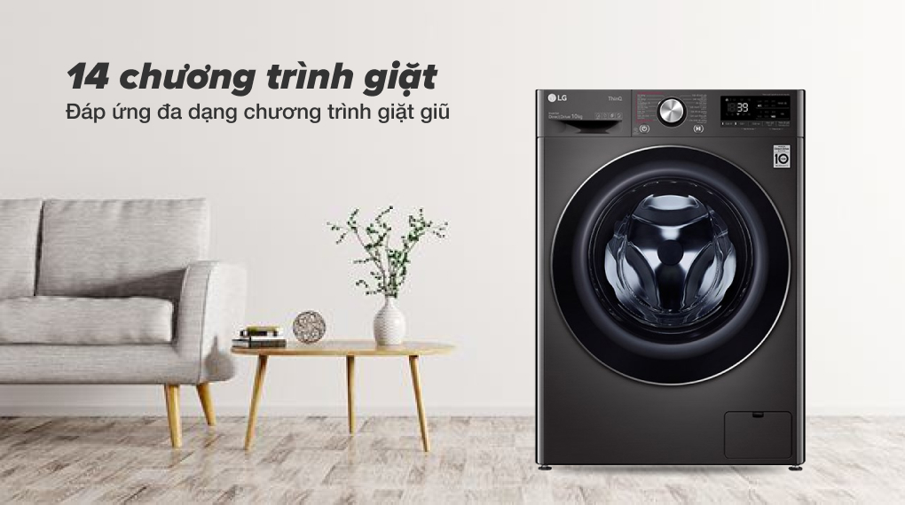 Máy giặt LG Inverter 10 kg FV1410S3B - Sở hữu chế độ giặt đa dạng nhờ 14 chương trình giặt tiện lợi