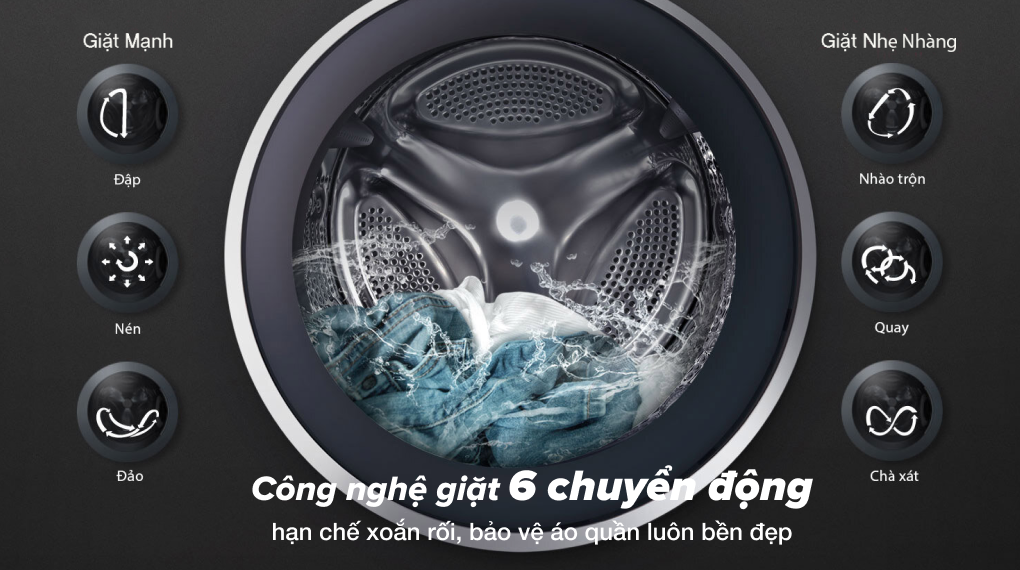 Máy giặt LG Inverter 10 kg FV1410S5W - Giặt 6 chuyển động