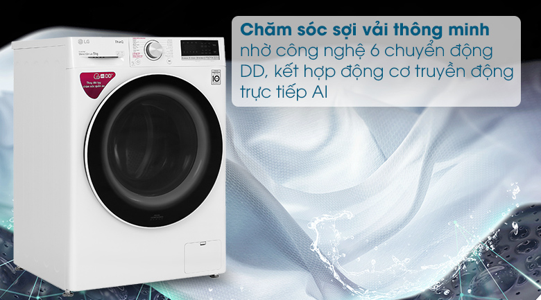 Máy giặt LG Inverter 9 kg FV1409S4W - Công nghệ 6 chuyển động DD và AI