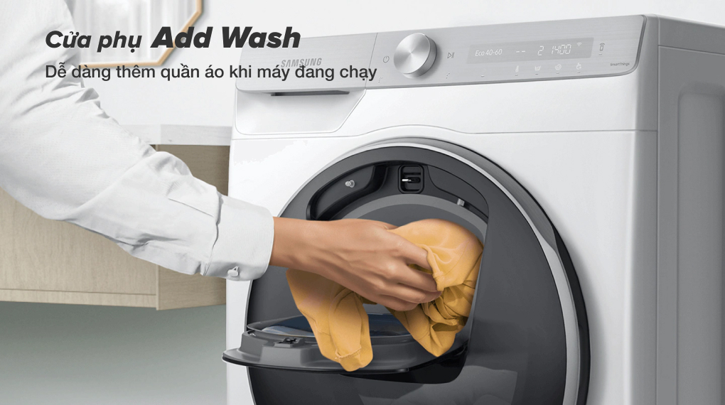Máy giặt Samsung Addwash Inverter 8.5kg WW85T554DAW/SV - Cửa phụ Add Wash 