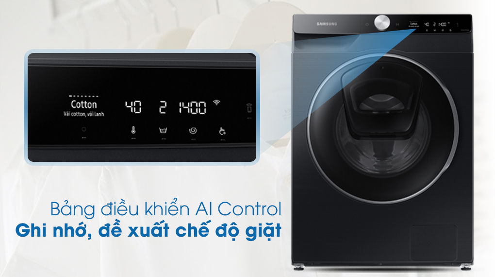 Máy giặt Samsung AI AddWash Inverter 12kg WW12TP94DSB/SV - Bảng điều khiển AI Control