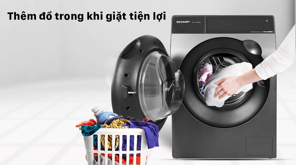 Máy giặt Sharp Inverter 12.5 Kg ES-FK1252PV-S - Thêm đồ giặt