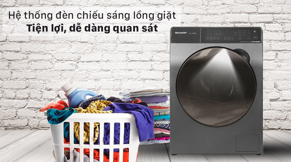 Máy giặt Sharp Inverter 12.5 Kg ES-FK1252PV-S - Đèn lồng giặt