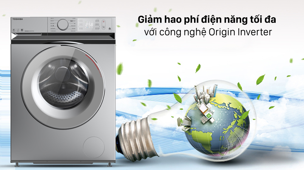Máy giặt Toshiba 10.5 kg TW-BL115A2V(SS) - Giảm hao phí điện năng tối đa với công nghệ Origin Inverter