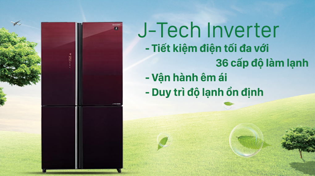 Tủ lạnh Sharp Inverter 525 lít SJ-FXP600VG-MR-Hoạt động ổn định, êm ái và tiết kiệm điện nhờ công nghệ J-Tech Inverter