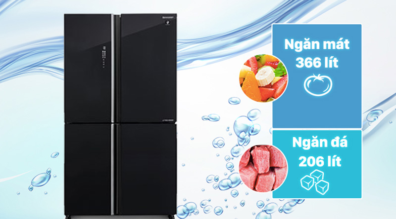 Tủ lạnh Sharp Inverter - Dung tích sử dụng 572 lít, sử dụng cho gia đình trên 5 thành viên