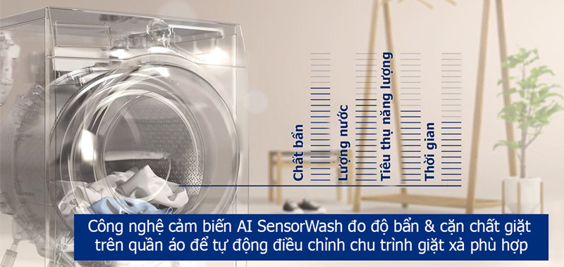 Cảm biến Sensor Wash nâng cao hiệu quả giặt sạch, tránh cặn bị bỏ sót