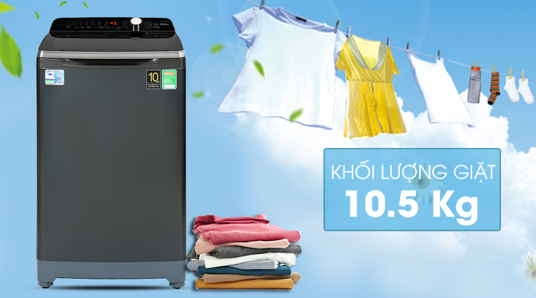 Máy giặt Aqua Inverter 10.5 KG AQW-DR105FT BK - Khối lượng
