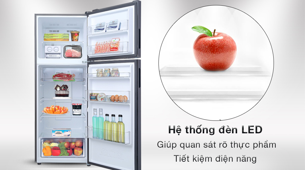 Tủ lạnh Aqua Inverter 357 lít AQR-T376FA(FB) - Trang bị đèn Led hỗ trợ chiếu sáng giúp quan sát thực phẩm tốt hơn 