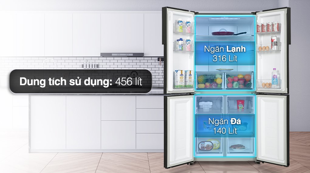 Tủ lạnh Aqua Inverter 456 lít AQR-M525XA(FB) - Ngăn đá và ngăn lạnh