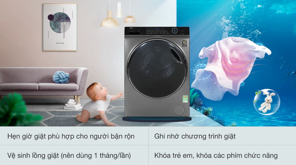 Máy giặt Aqua Inverter 15 kg AQD-A1500H PS - Tiện ích