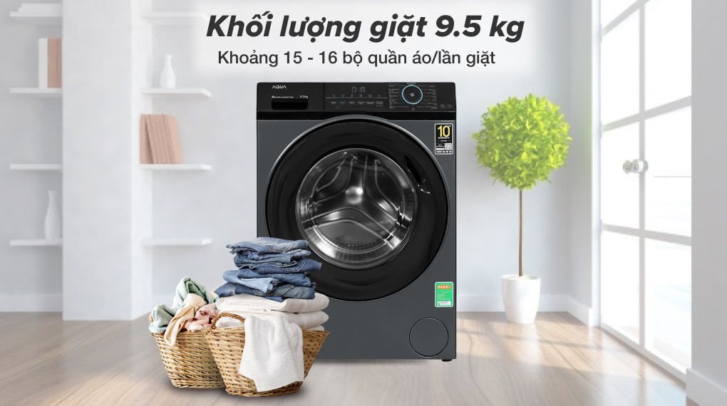 Máy giặt Aqua Inverter 9.5 kg AQD-A952J BK - Khối lượng giặt