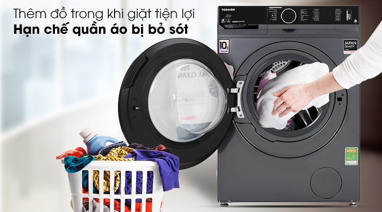 Máy giặt Toshiba Inverter 10.5 Kg TW-BK115G4V (MG) - Thêm đồ trong khi giặt