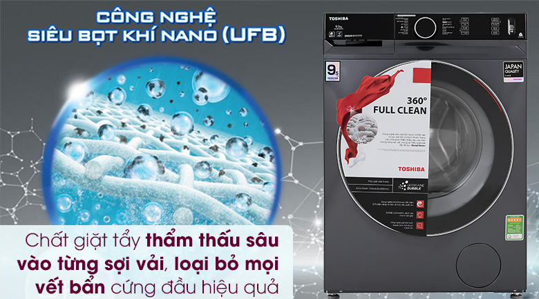 Máy giặt Toshiba Inverter 9.5 Kg TW-BK105G4V(MG) - Siêu bọt khí nano