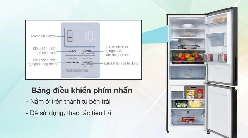 Tủ lạnh Panasonic Inverter 300 lít NR-BV331WGKV - Bảng điều khiển phím nhấn, nằm ở bên trong tủ